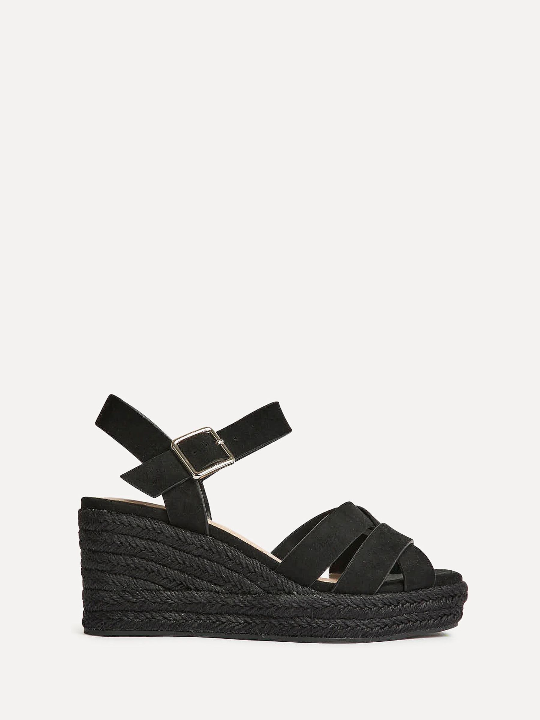 Buy Linzi Black Sheena Cross-Over Front Wedge Sandals from Next USA