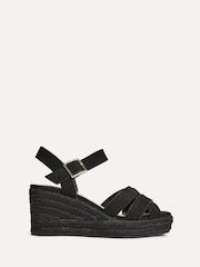 Linzi Black Sheena Cross-Over Front Wedge Sandals - Image 2 of 5