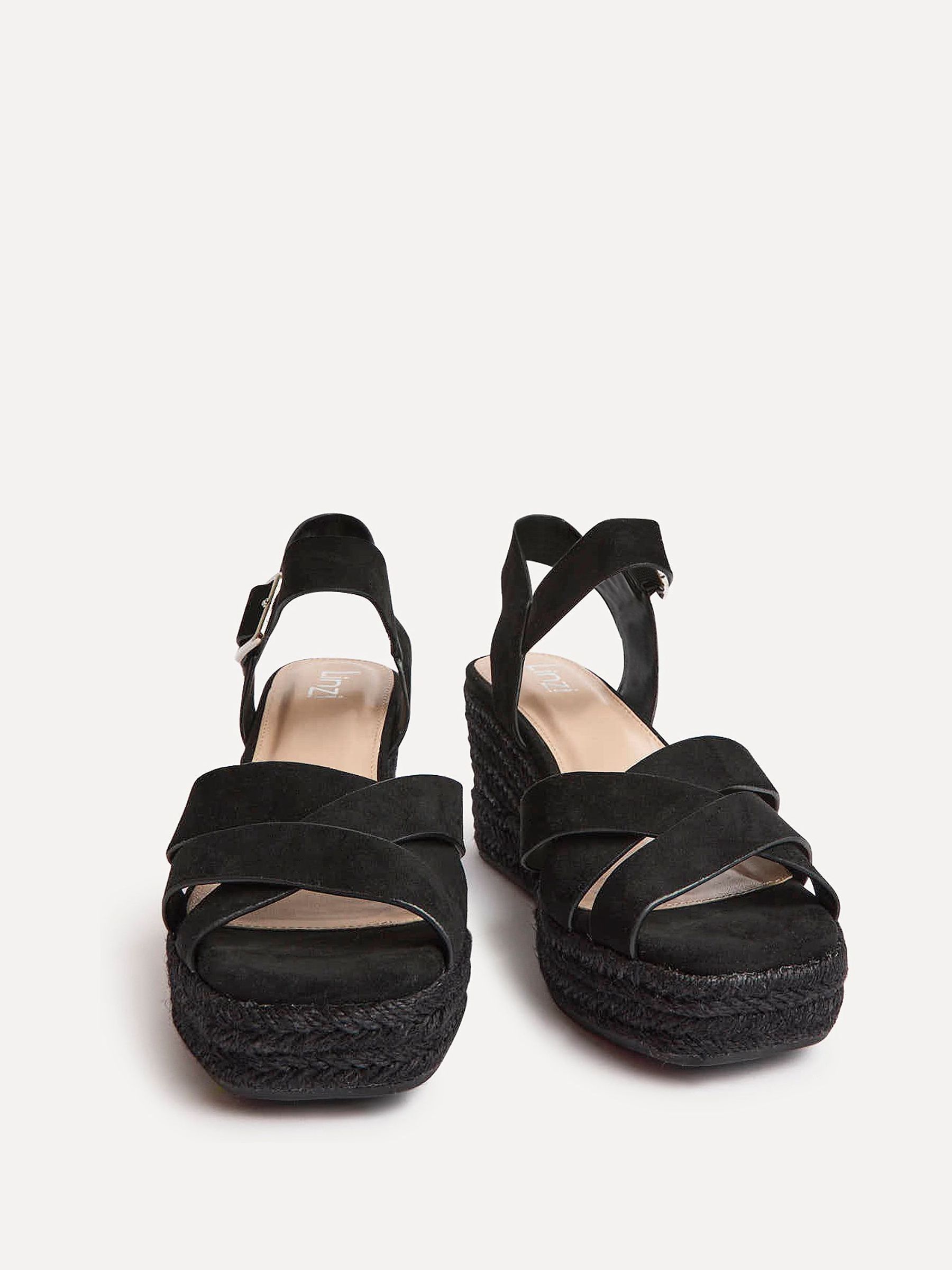 Buy Linzi Black Sheena Cross-Over Front Wedge Sandals from Next USA
