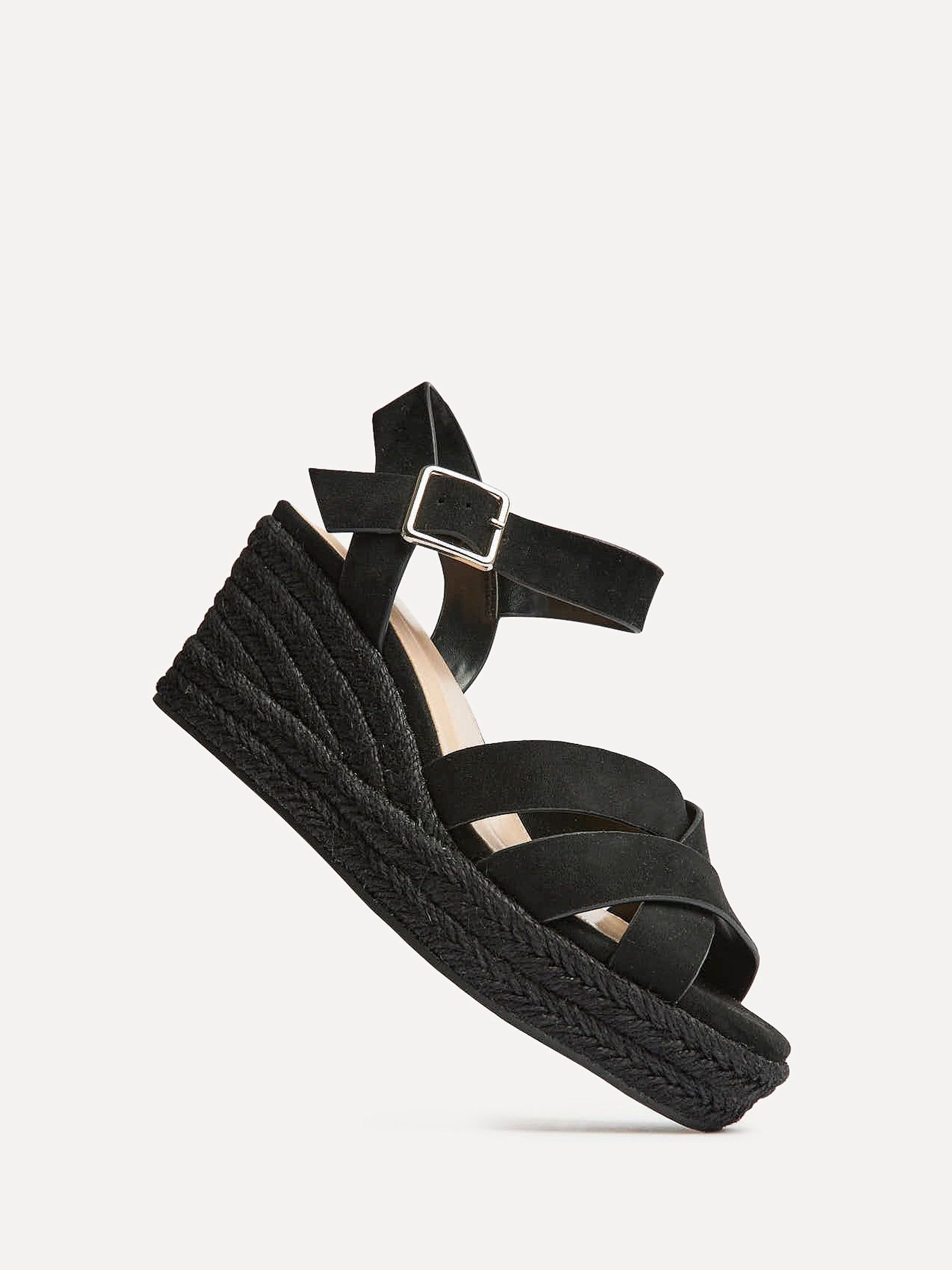 Buy Linzi Black Sheena Cross-Over Front Wedge Sandals from Next USA