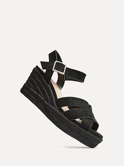 Linzi Black Sheena Cross-Over Front Wedge Sandals - Image 5 of 5