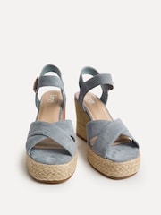 Linzi Blue Noa Crossover Platform Wedge Sandals - Image 3 of 5