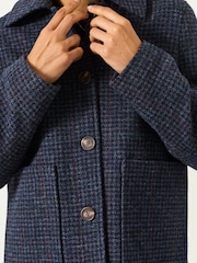 FatFace Moons Navy 100% Wool Short Check Jacket - Image 3 of 7