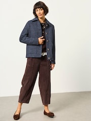 FatFace Moons Navy 100% Wool Short Check Jacket - Image 4 of 7