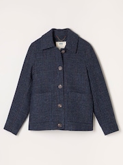 FatFace Moons Navy 100% Wool Short Check Jacket - Image 7 of 7
