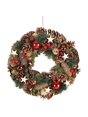 Dibor Stars and Baubles Pine Cone 36cm Wreath - Image 4 of 4