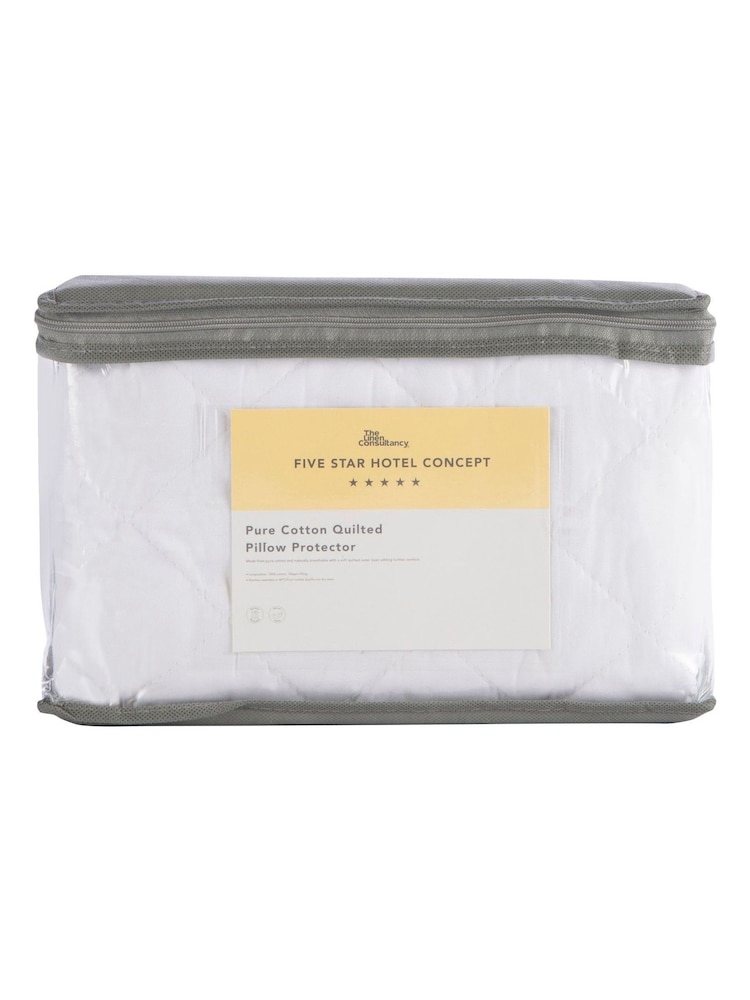 The Linen Consultancy TLC 5 Star Hotel Concept Pure Cotton Quilted White Pillo Protector - Image 2 of 2
