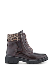 Pavers Red Zip & Lace-Up Ankle Boots - Image 2 of 6