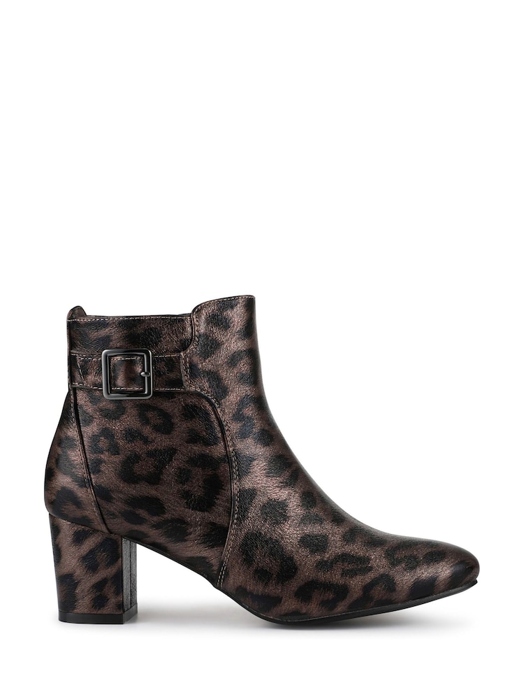 Pavers Brown Heeled Floral Ankle Boots - Image 2 of 6 Pavers Brown Heeled Floral Ankle Boots - Image 2 of 6