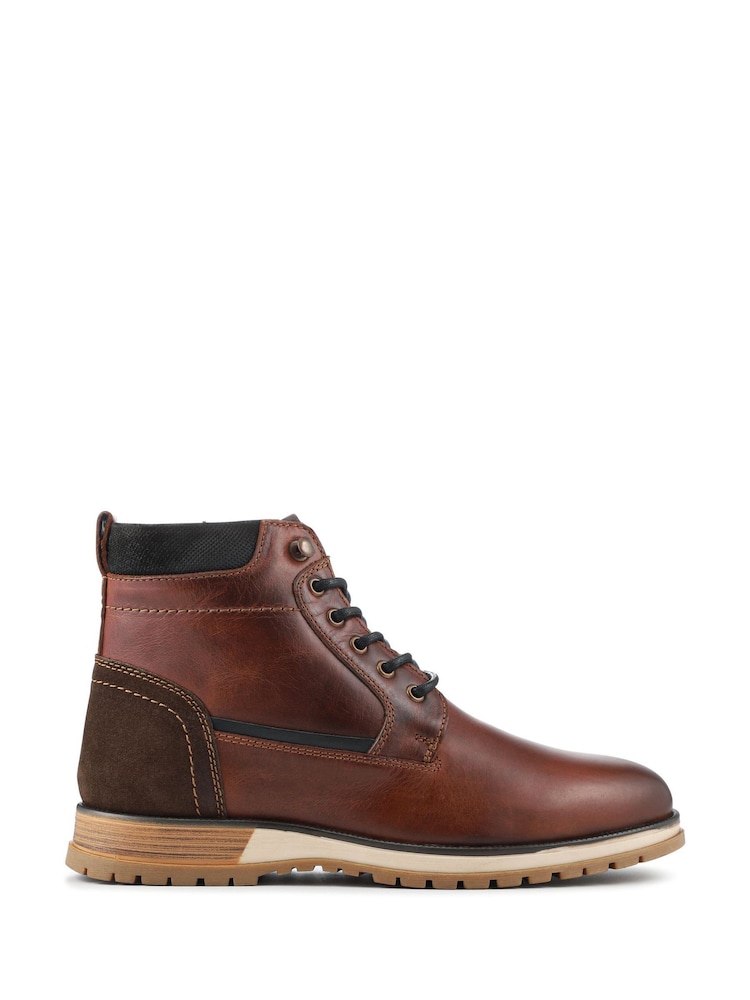Pavers Dark Brown Wide Fit Leather Boots With Grip Sole - Image 1 of 5 Pavers Dark Brown Wide Fit Leather Boots With Grip Sole - Image 1 of 5
