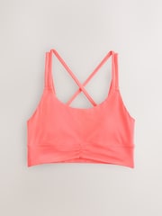 Coral Pink Medium Impact Strappy Back Sports Bra - Image 5 of 8