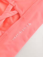 Coral Pink Medium Impact Strappy Back Sports Bra - Image 6 of 8
