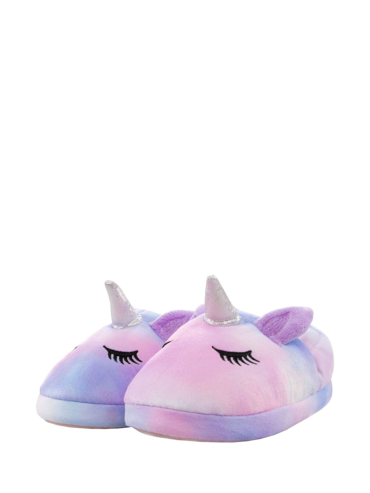 Harry Bear Pink Unicorn Tie Dye Slippers - Image 2 of 5 Harry Bear Pink Unicorn Tie Dye Slippers - Image 2 of 5