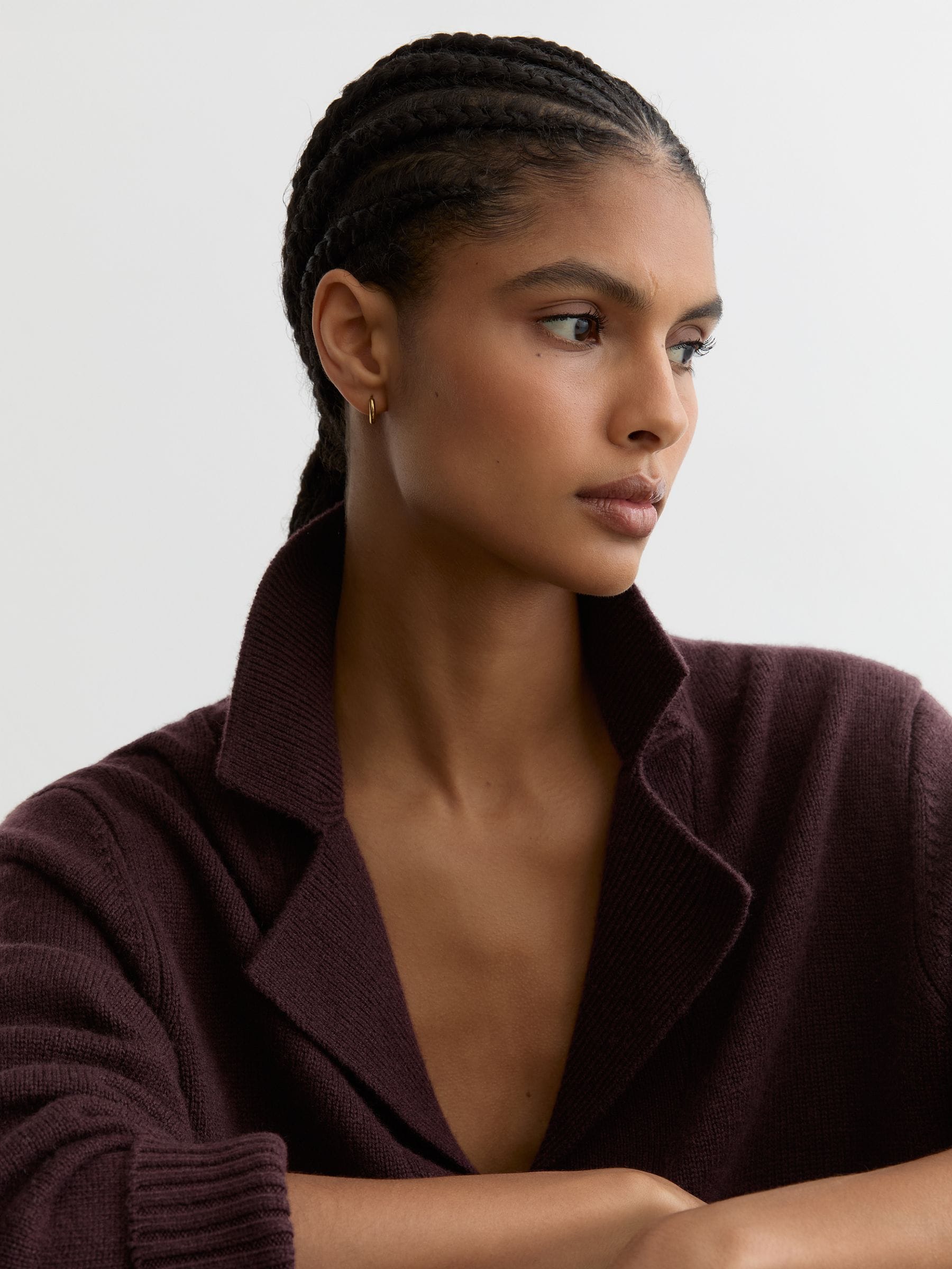 Buy Reiss Plum Purple Flo Wool-Cashmere Collared Knit Jumper from