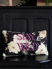 Rockett St George Pink Stay Wild Embroidered Slogan Printed Cushion - Image 1 of 7
