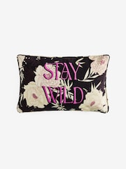 Rockett St George Pink Stay Wild Embroidered Slogan Printed Cushion - Image 2 of 7