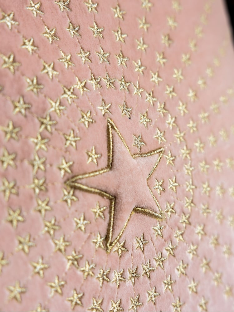 Rockett St George Pink Embroidered Starburst Cotton Velvet Cushion - Image 2 of 3