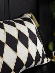 Rockett St George Black Harlequin Cotton Velvet Cushion - Image 2 of 5