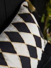 Rockett St George Black Harlequin Cotton Velvet Cushion - Image 4 of 5