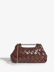 Lipsy Chocolate Brown Weave Grab Handle Clutch Bag - Image 1 of 5