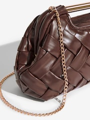 Lipsy Chocolate Brown Weave Grab Handle Clutch Bag - Image 3 of 5