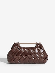Lipsy Chocolate Brown Weave Grab Handle Clutch Bag - Image 4 of 5