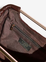 Lipsy Chocolate Brown Weave Grab Handle Clutch Bag - Image 5 of 5