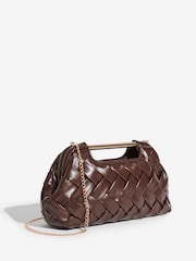 Lipsy Chocolate Brown Weave Grab Handle Clutch Bag - Image 6 of 9
