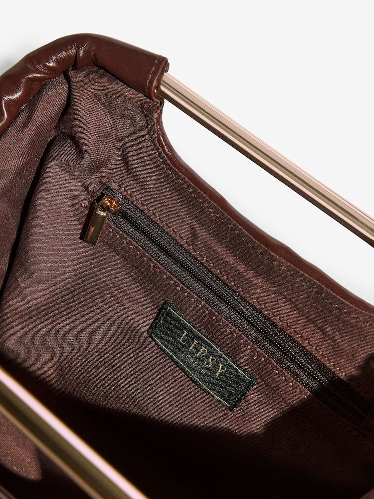 Lipsy Chocolate Brown Weave Grab Handle Clutch Bag - Image 9 of 9 Lipsy Chocolate Brown Weave Grab Handle Clutch Bag - Image 9 of 9