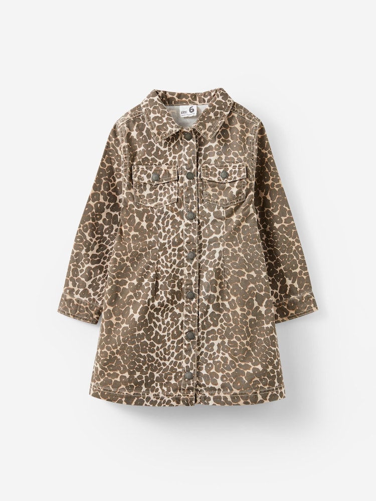 Cotton On Animal Sasha Long Sleeve Denim Shirt Dress - Image 1 of 3