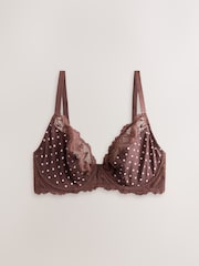 Chocolate Spot/Pink/Blue DD+ Non Padded Plunge Bras 3 Pack - Image 7 of 11