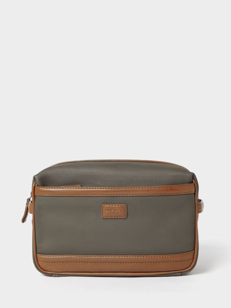 Osprey London Green The Frontline Waxed Canvas & Leather Washbag - Image 1 of 4 Osprey London Green The Frontline Waxed Canvas & Leather Washbag - Image 1 of 4