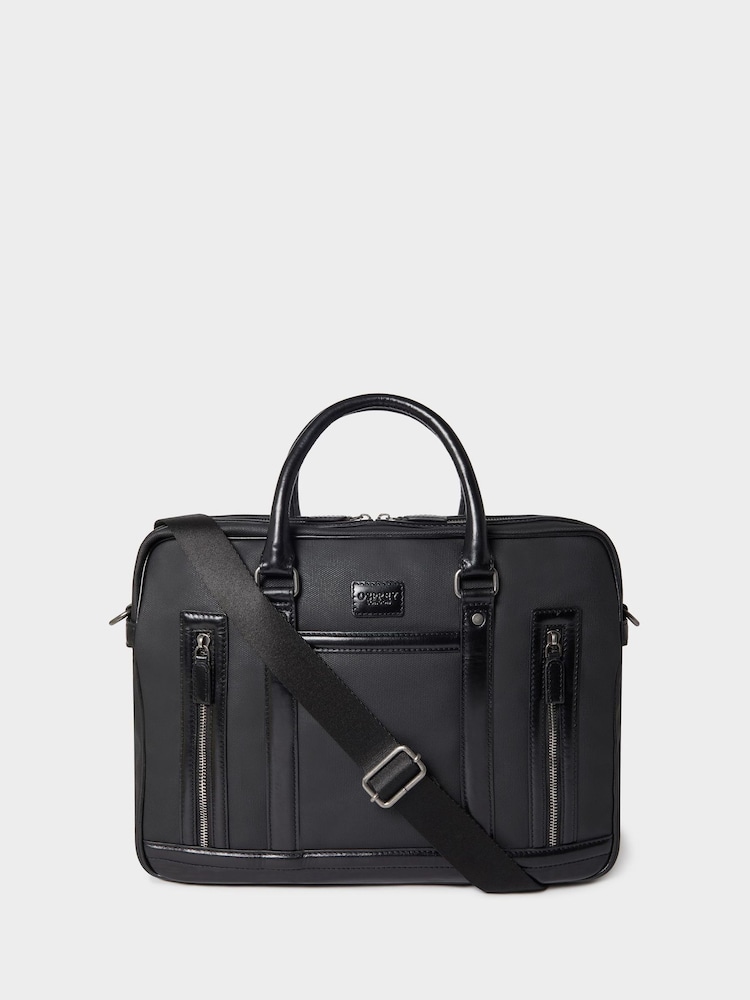 Osprey London The Frontline Waxed Canvas & Leather Laptop Black Bag - Image 1 of 6 Osprey London The Frontline Waxed Canvas & Leather Laptop Black Bag - Image 1 of 6