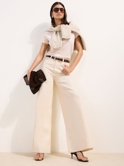 Friends Like These Ecru Wide Leg Palazzo Denim Jeans - Image 1 of 5