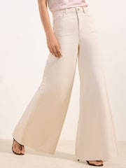 Friends Like These Ecru Wide Leg Palazzo Denim Jeans - Image 2 of 5