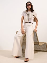 Friends Like These Ecru Wide Leg Palazzo Denim Jeans - Image 3 of 5