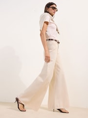 Friends Like These Ecru Wide Leg Palazzo Denim Jeans - Image 5 of 5