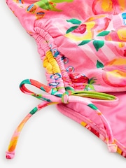 Never Fully Dressed Pink Fruit Tummy Control Strappy Bandeau Swimsuit with Ruched Side Detailing - Image 7 of 9