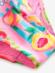 Never Fully Dressed Pink Fruit Tummy Control Strappy Bandeau Swimsuit with Ruched Side Detailing - Image 8 of 9