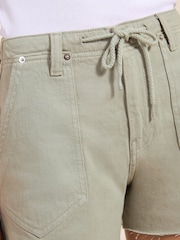 Friends Like These Pistachio Green Denim Utility Tie Detail Shorts - Image 4 of 5
