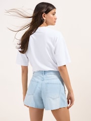 Friends Like These Bleach Wash Embellished A Line Denim Shorts - Image 4 of 4