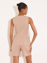 Lipsy Pink Stripe Crew Neck Waistcoat - Image 4 of 4