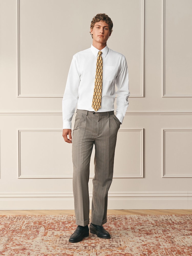 White Poplin Regular Fit Cotton Long Sleeve Archive Collection Shirt - Image 2 of 9