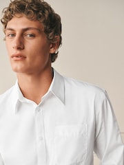 White Poplin Regular Fit Cotton Long Sleeve Archive Collection Shirt - Image 5 of 9