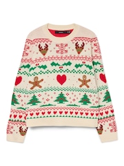 VERO MODA Cream Gingerbread Novelty Christmas Jumper - Image 1 of 1