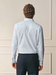 White/Blue Stripe Regular Fit Cotton Long Sleeve Archive Collection Shirt - Image 3 of 9