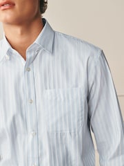 White/Blue Stripe Regular Fit Cotton Long Sleeve Archive Collection Shirt - Image 4 of 9