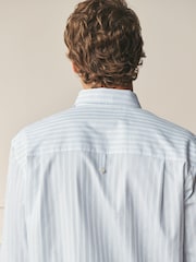 White/Blue Stripe Regular Fit Cotton Long Sleeve Archive Collection Shirt - Image 5 of 9