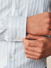 White/Blue Stripe Regular Fit Cotton Long Sleeve Archive Collection Shirt - Image 6 of 9