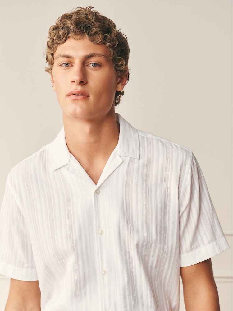 White Stripe Regular Fit Cotton Long Sleeve Archive Collection Shirt - Image 1 of 9